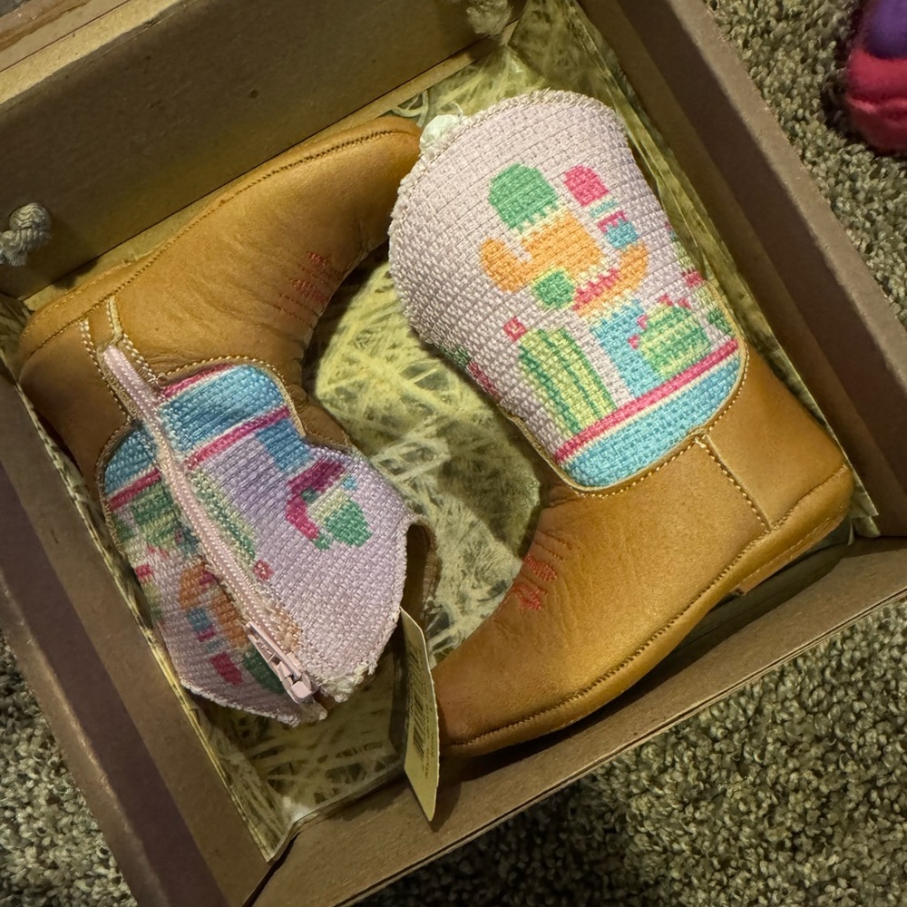 Roper Kids Brown Boots with Colorful Knit Pattern